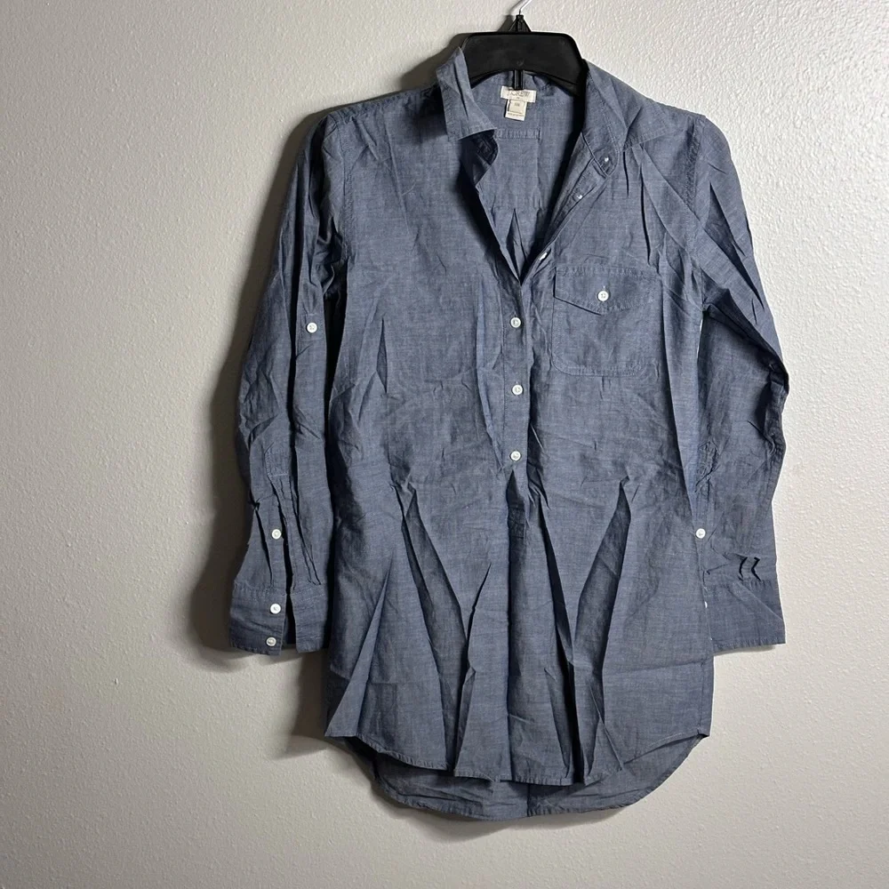 J.Crew Women Chambray Denim Blouse‎ Tunic Size XXS